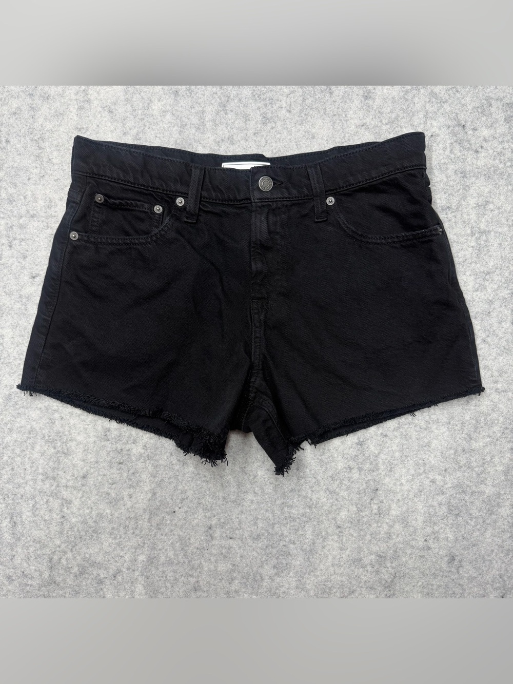 Gap Ultra-soft Black Denim Shorts Women 29 | 8P Mid Rise Vintage Cutoff Frayed